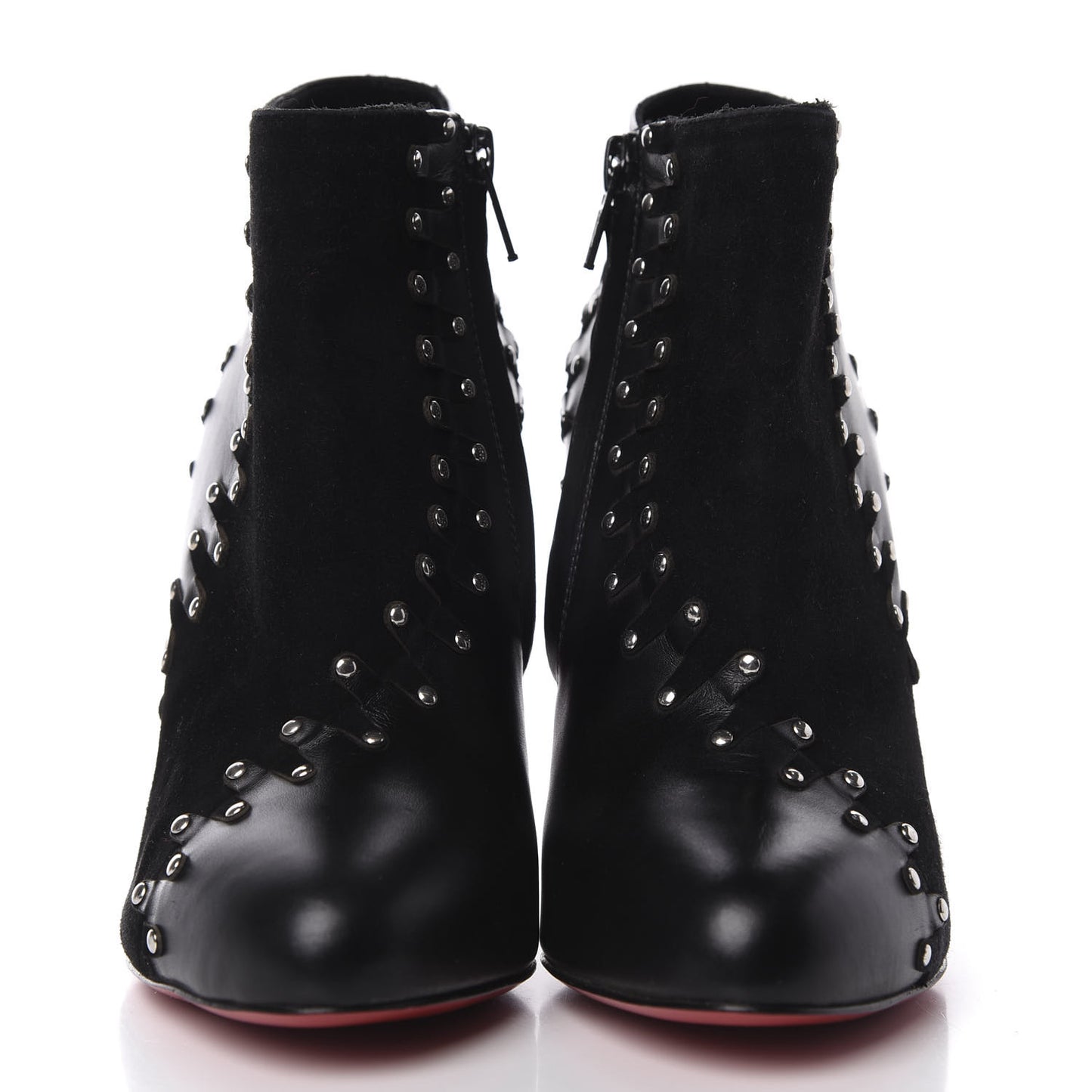 Calfskin Suede Studded 100 Ankle Boots 37 Black