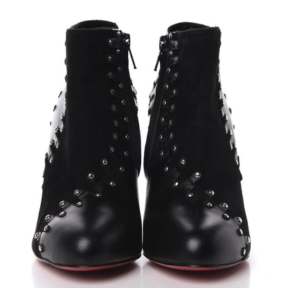 Christian Louboutin Calfskin Suede Studded 100 Ankle Boots 37 Black 2 of 13