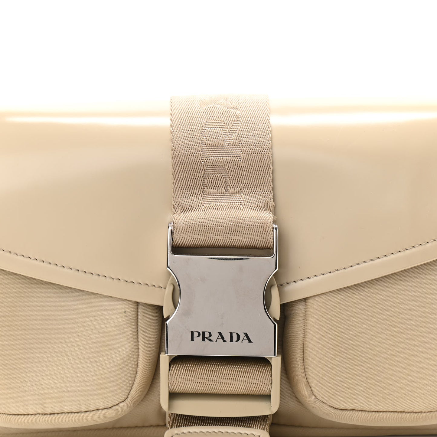Re-Nylon Spazzolato Double Pocket Buckle Shoulder Bag Deserto