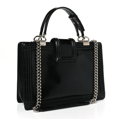 Chanel Glazed Calfskin Boy Tote Black 3 of 8
