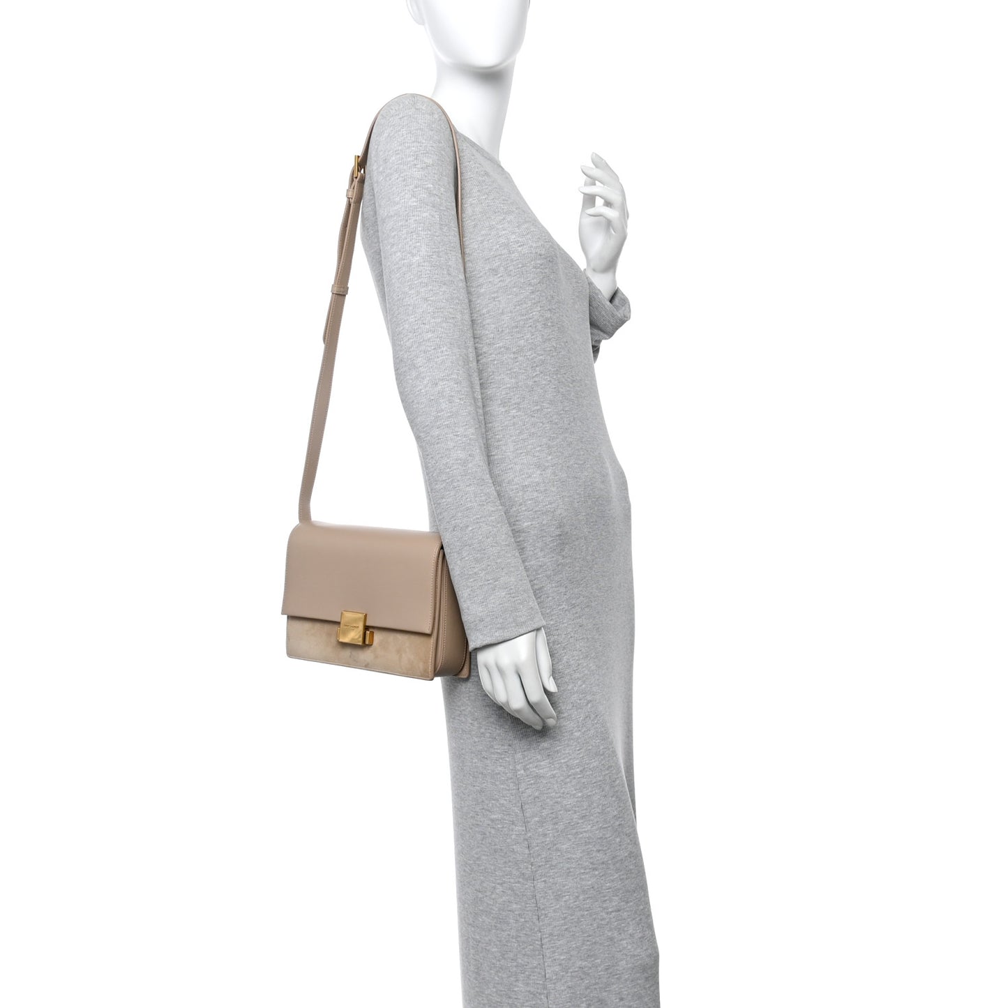 Smooth Calfskin Suede Medium Bellechasse Bag Dark Beige