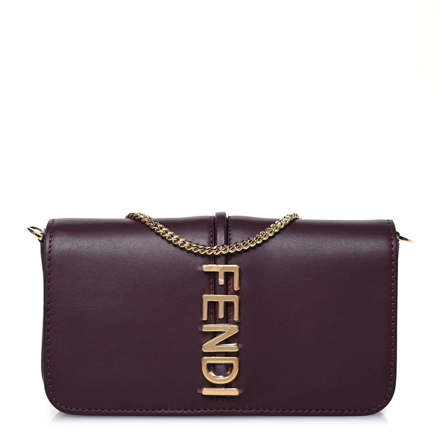 Vitello Grace Matte Fendigraphy Wallet on Chain Rosso Roma