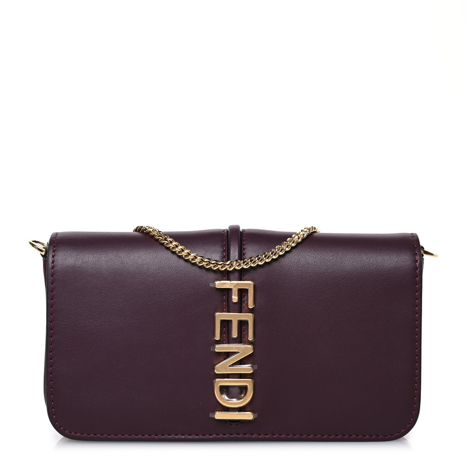Fendi Vitello Grace Matte Fendigraphy Wallet on Chain Rosso Roma 1 of 16