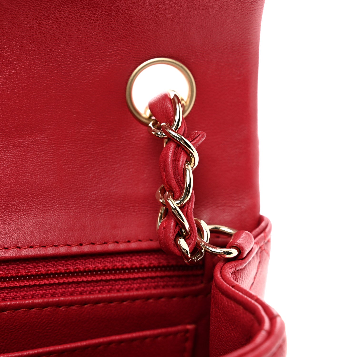 Chanel Lambskin Quilted Mini Rectangular Flap Red 11 of 11