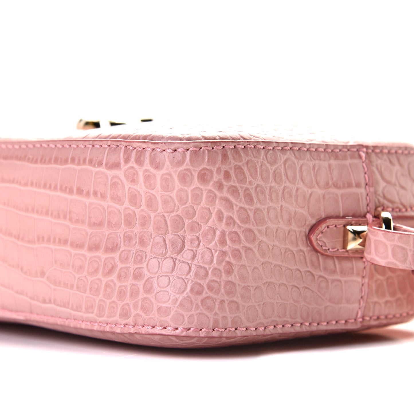 Calfskin Crocodile Embossed Varenne Camera Bag Blush