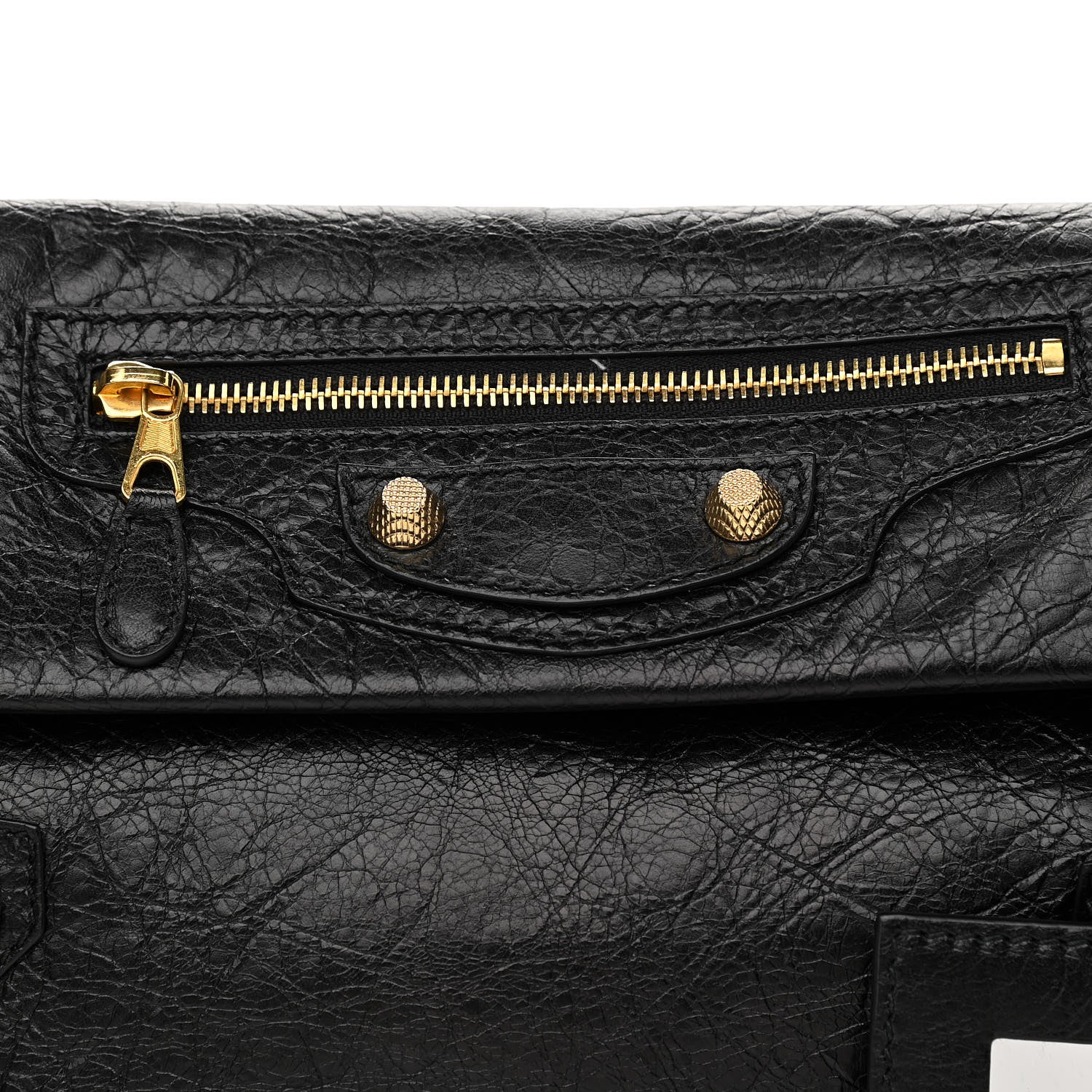Balenciaga Agneau Giant 12 Gold Hardware Envelope Strap Clutch Black 7 of 9
