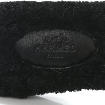 Hermes Woolskin Oran Sandals 37 Black 5 of 7