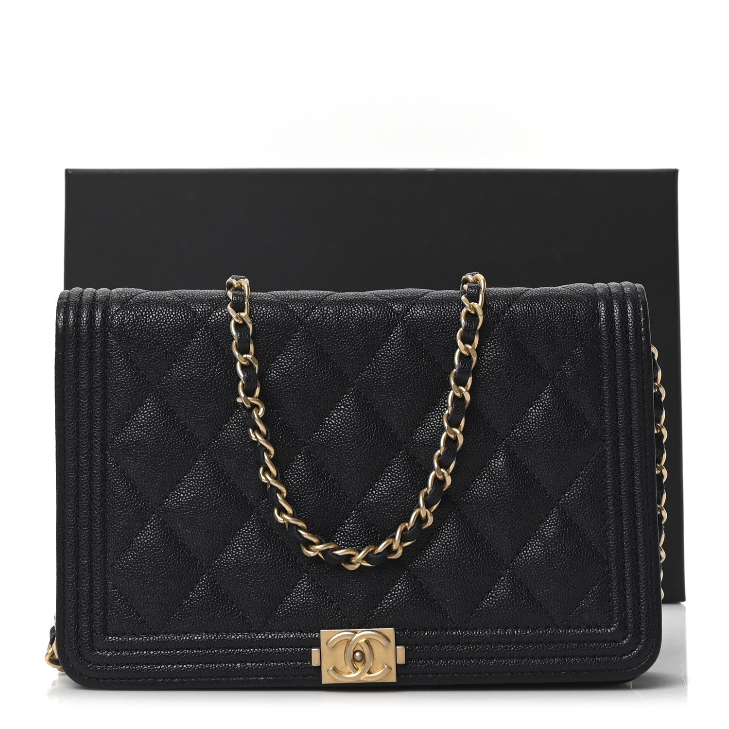 Chanel Caviar Quilted Boy Wallet On Chain WOC Navy 11 of 11