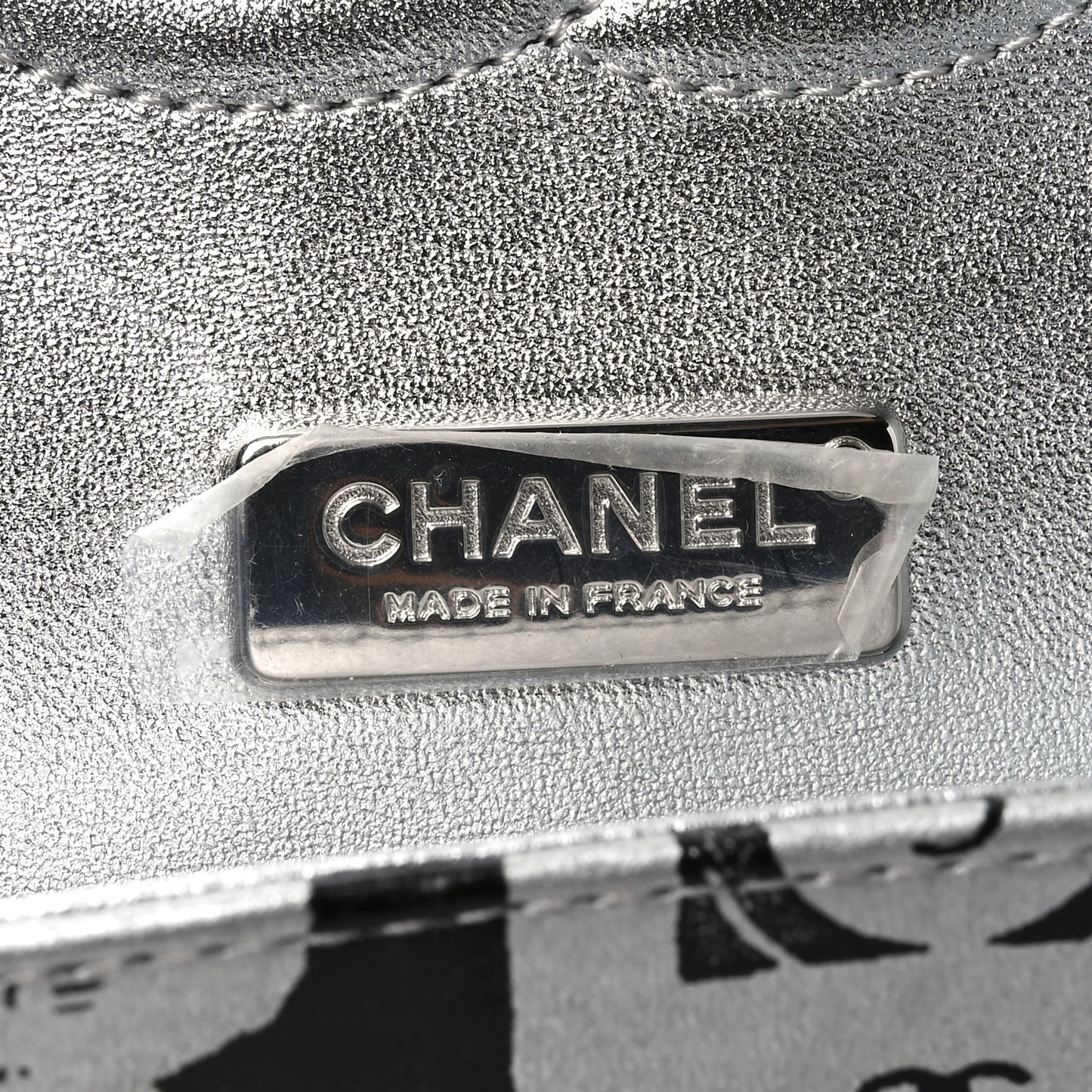 Lambskin Graffiti Printed Medium Double Flap Black Silver