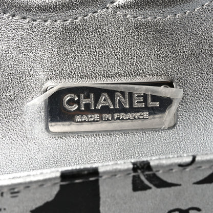 Chanel Lambskin Graffiti Printed Medium Double Flap Black Silver 6 of 10
