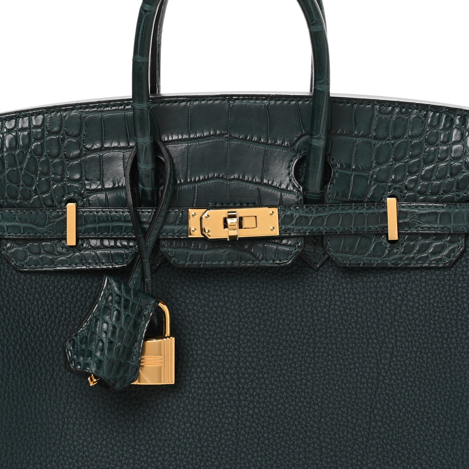 Hermes Togo Matte Alligator Birkin Touch 25 Vert Cypress 8 of 11