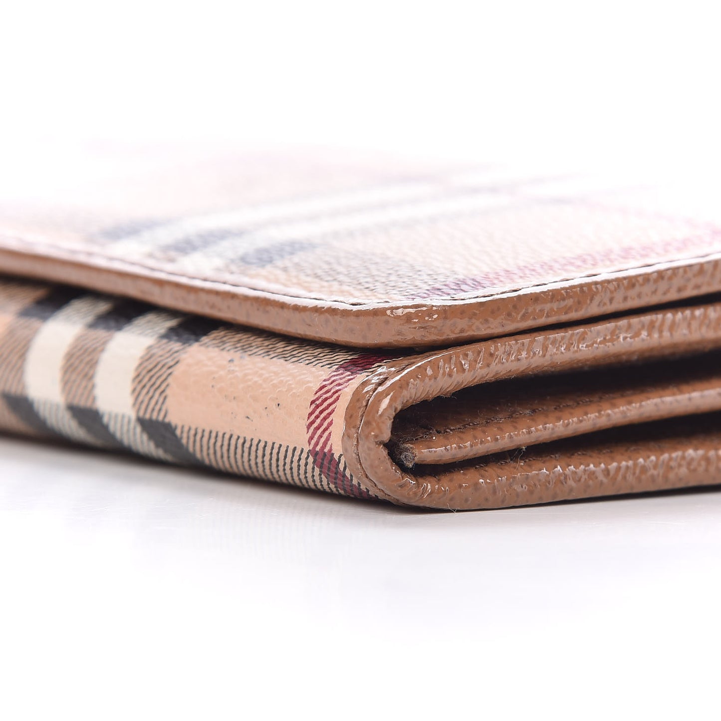 Patent Haymarket Check Penrose Continental Wallet Light Brown