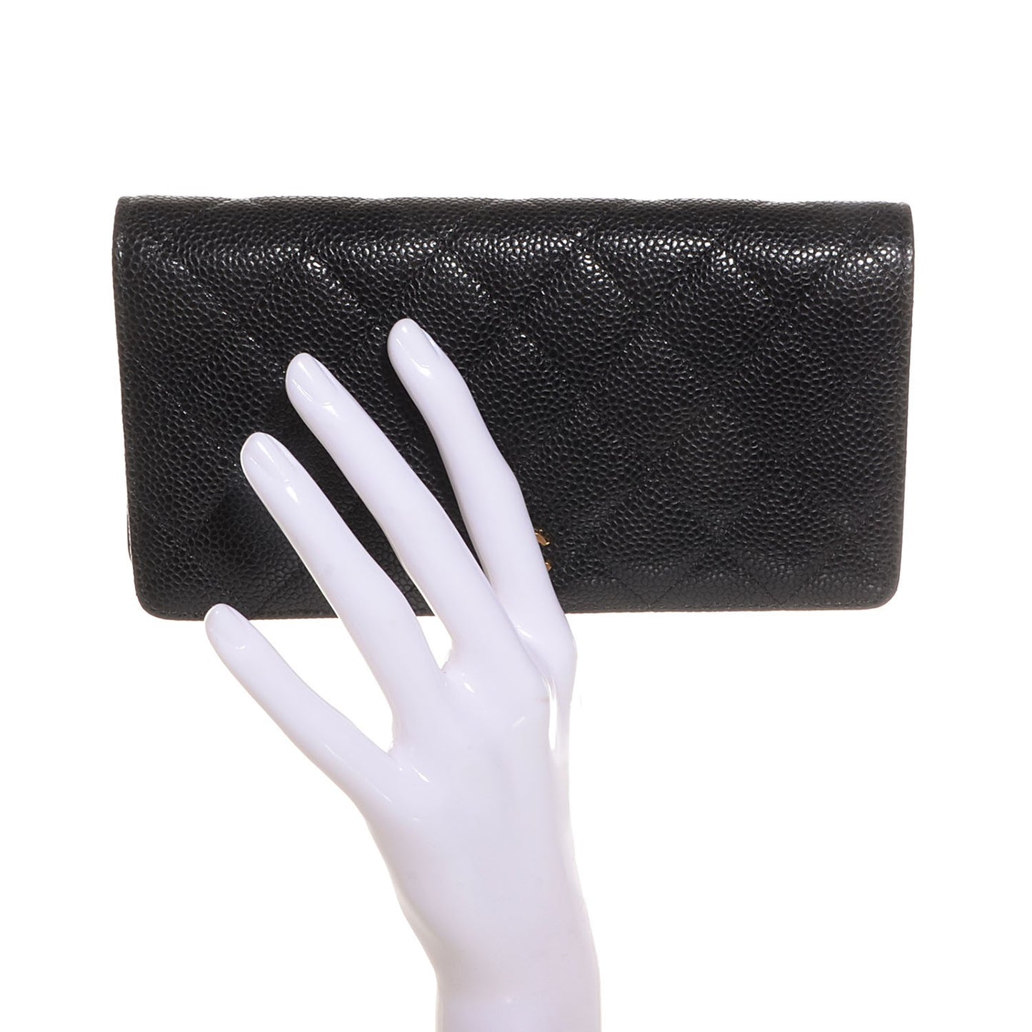 Caviar Quilted Yen Wallet Black