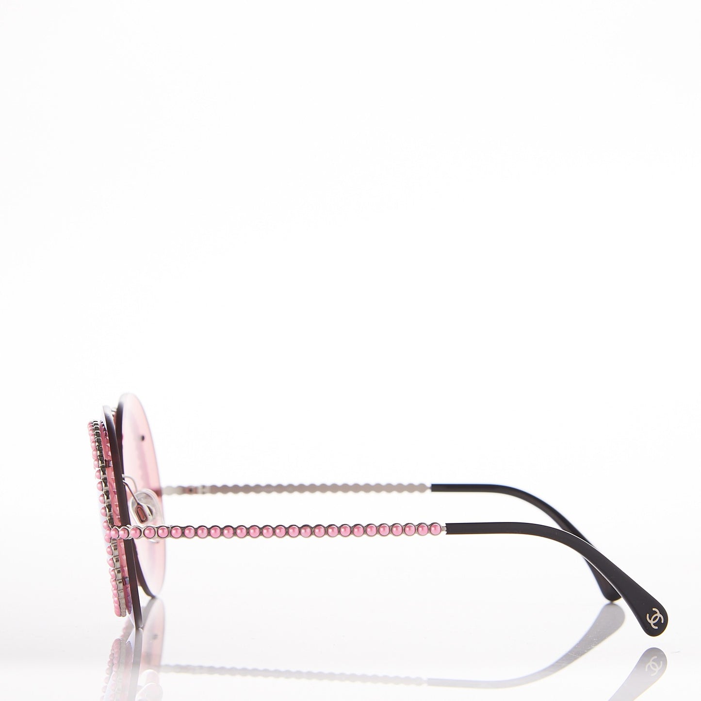 Metallic Pearl Round Sunglasses 71140 Pink