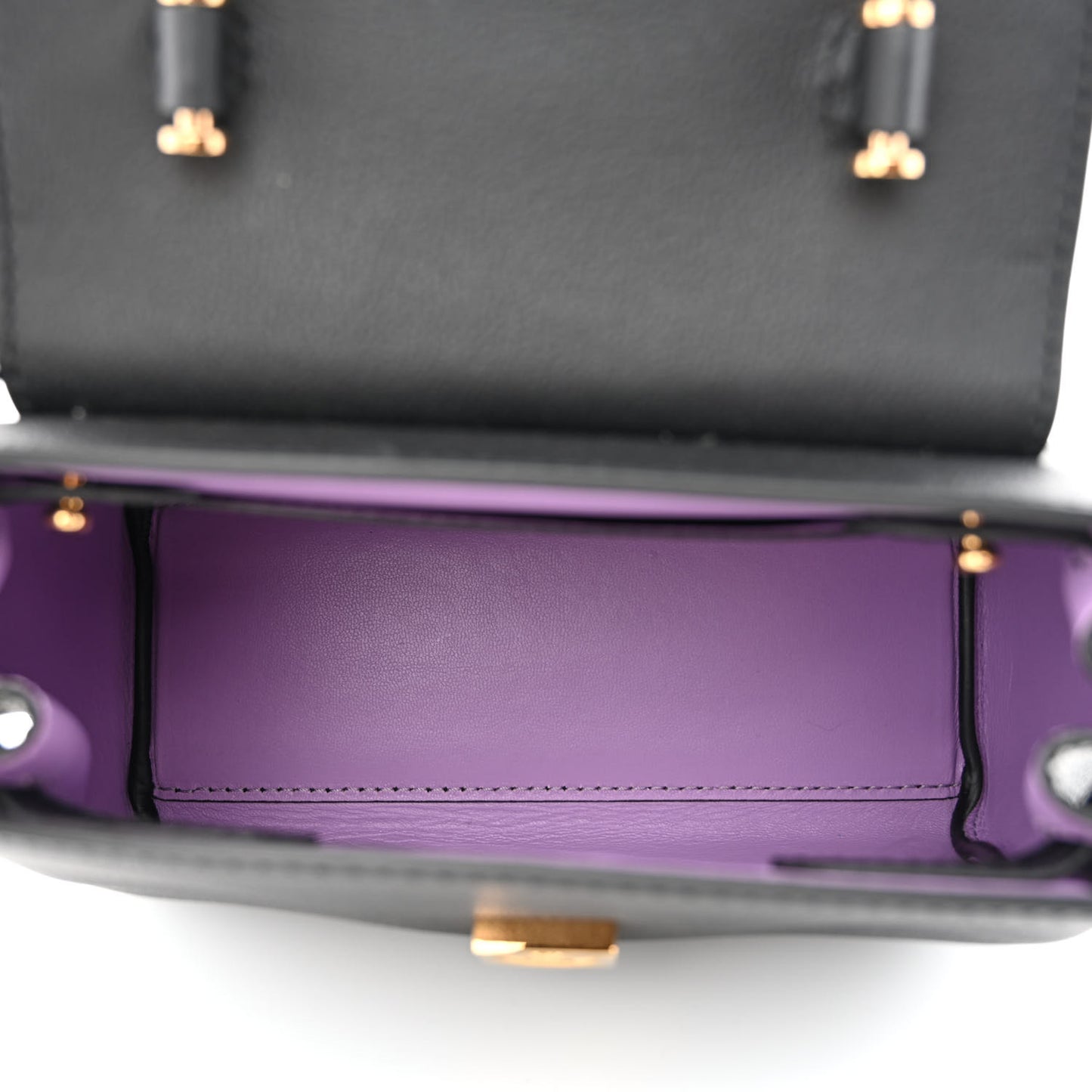 Grained Calfskin Small La Medusa Top Handle Bag Black Lilac