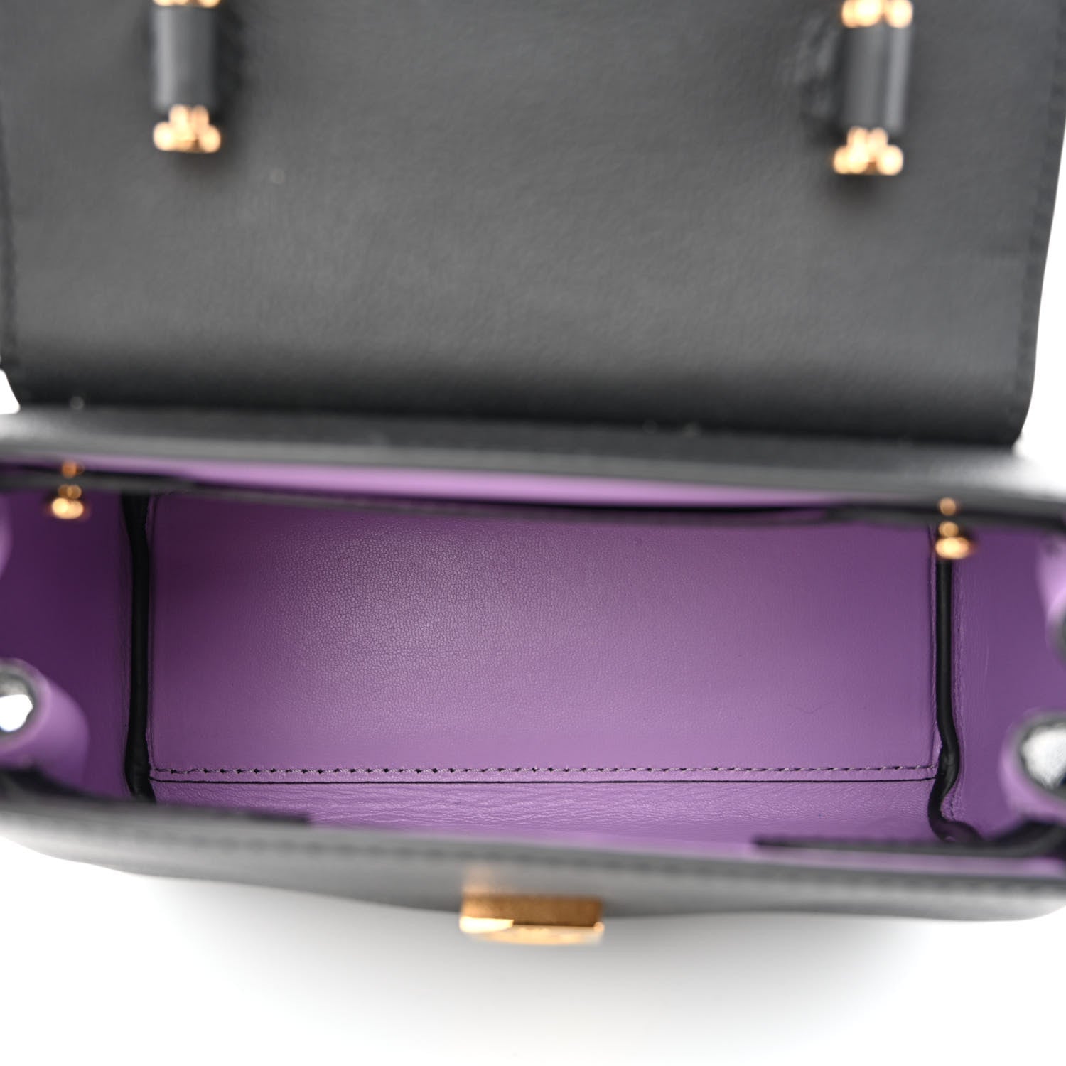 Versace Grained Calfskin Small La Medusa Top Handle Bag Black Lilac 5 of 10