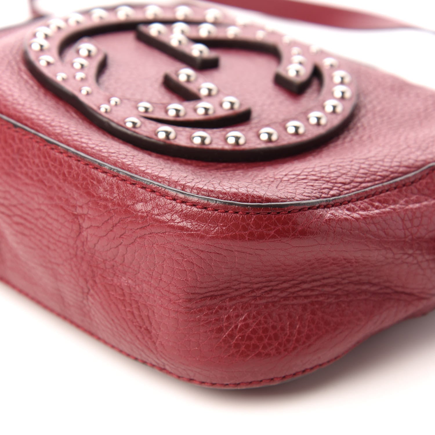 Gucci Pebbled Calfskin Studded Small Soho Disco Bag Soft Burgundy 8 of 8