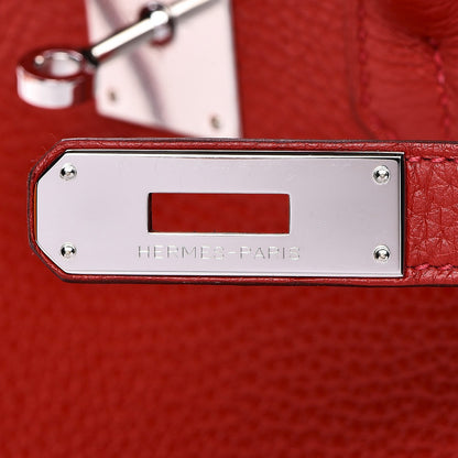Hermes Taurillon Clemence Birkin 30 Rouge Casaque 11 of 33