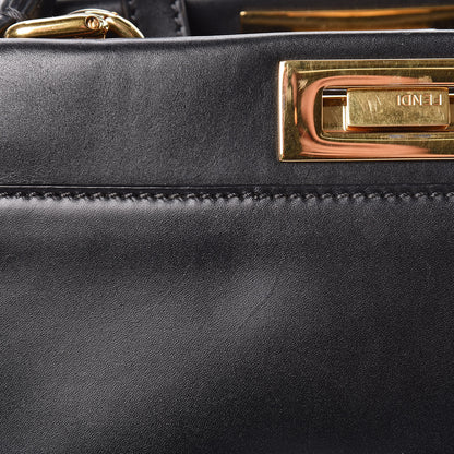 Fendi Vitello Morgan Shiny Nappa Medium Peekaboo Iconic Satchel Black Rosa Plaster 15 of 19