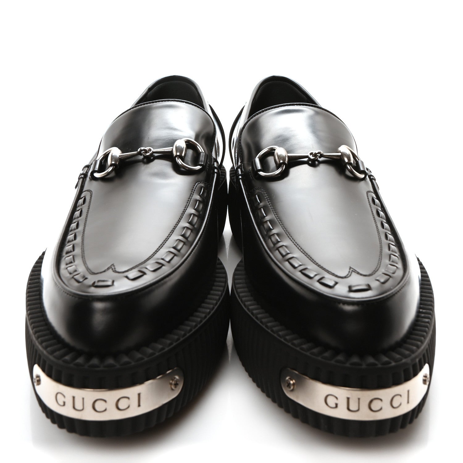 Gucci Magnum Calfskin Mens Horsebit Creeper Loafers 11.5 Black
