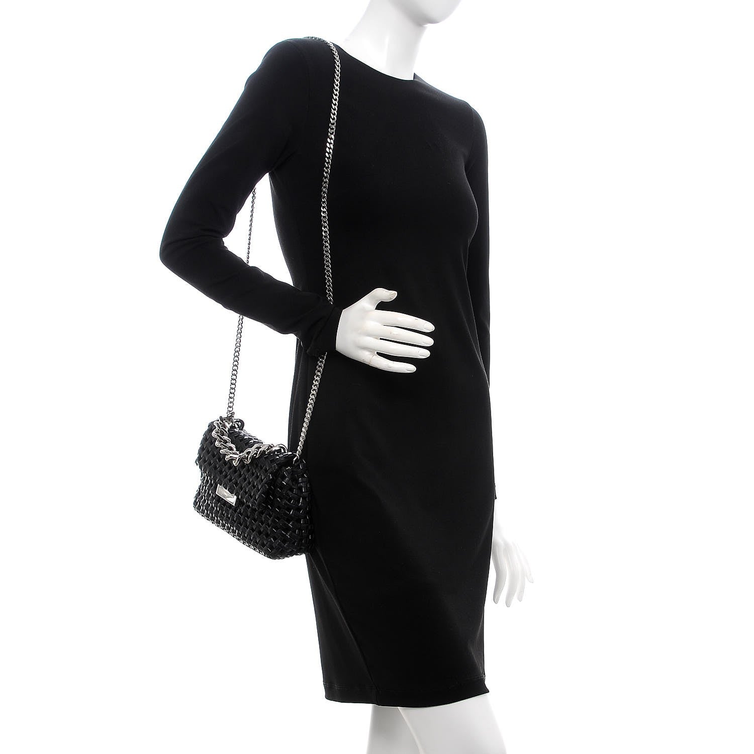 Stella McCartney Eco Alter Nappa Woven Bex Shoulder Bag Black 2 of 6