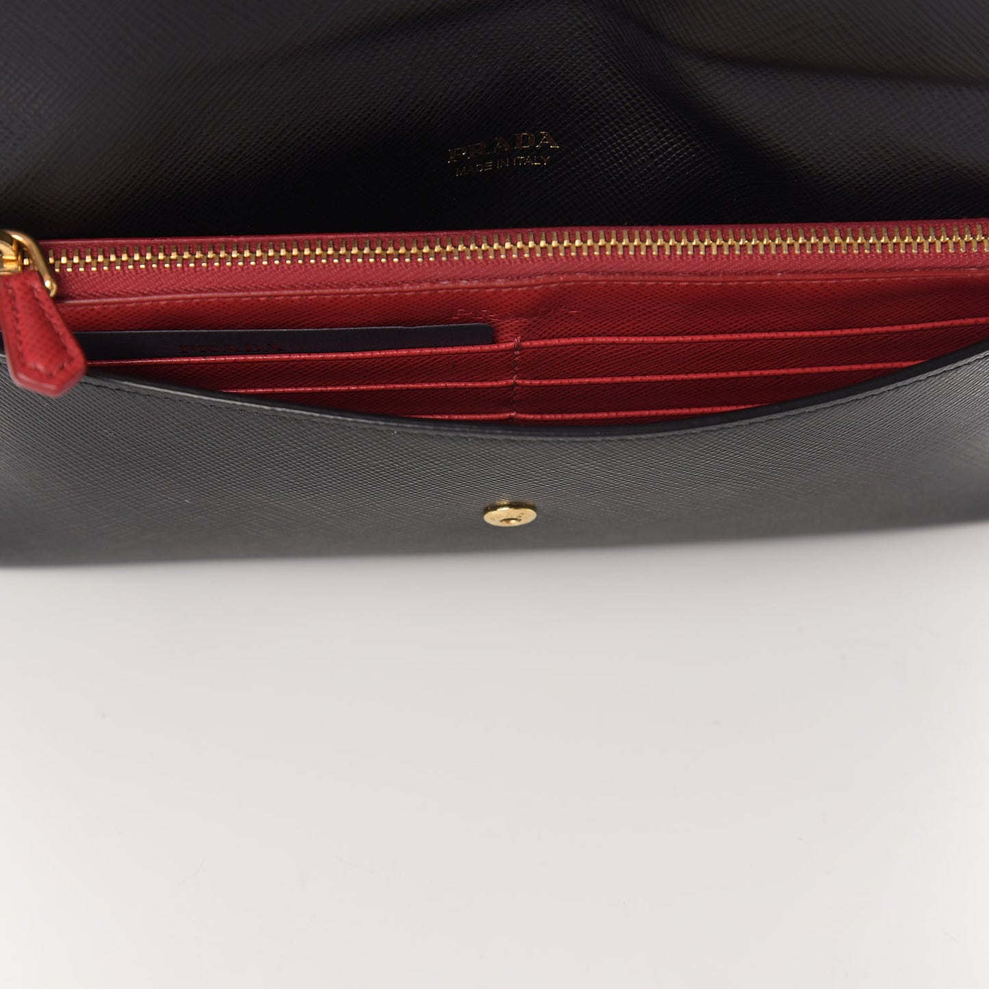 Saffiano Bi-Color Envelope Wallet Black Fuoco