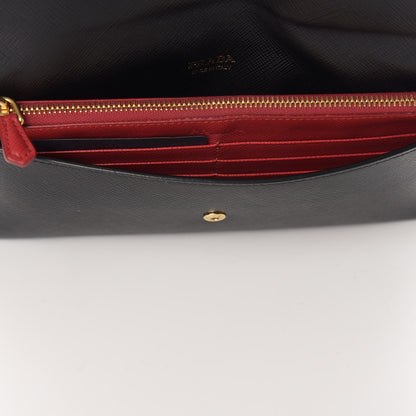 Prada Saffiano Bi-Color Envelope Wallet Black Fuoco 5 of 16