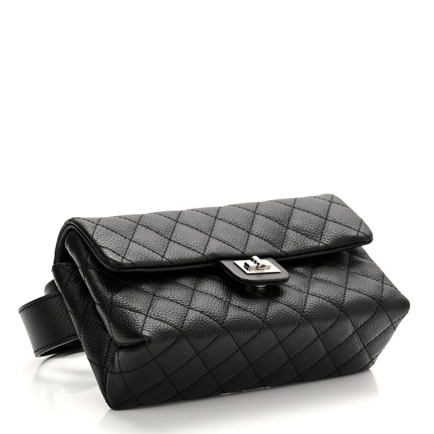 Grained Calfskin Quilted 2.55 Reissue Flap Belt Bag Clutch Black