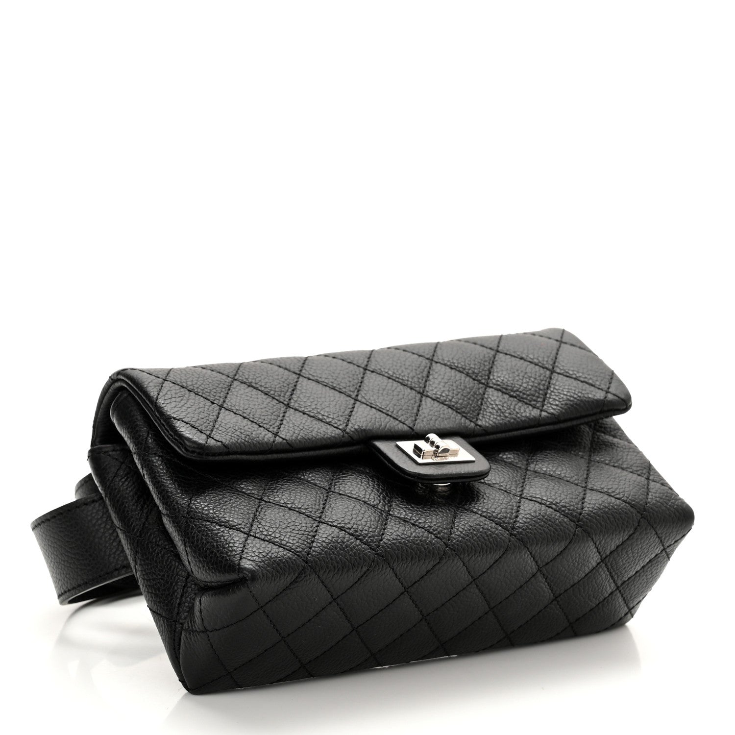 Chanel Grained Calfskin Quilted 2.55 Reissue Flap Belt Bag Clutch Black 4 of 10