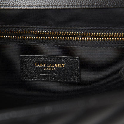Saint Laurent Grain De Poudre Matelasse Chevron Large Monogram Satchel Black 5 of 8