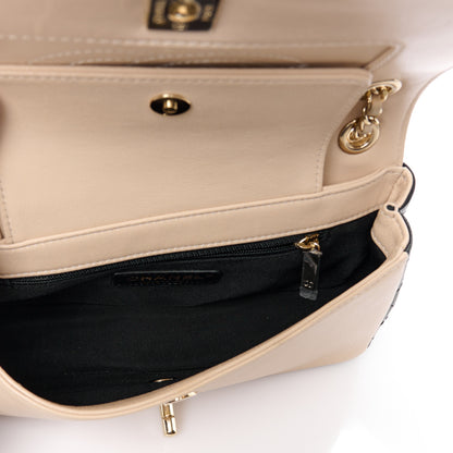 Chanel Sheepskin Quilted Small Vintage Mademoiselle Flap Beige Black 5 of 11