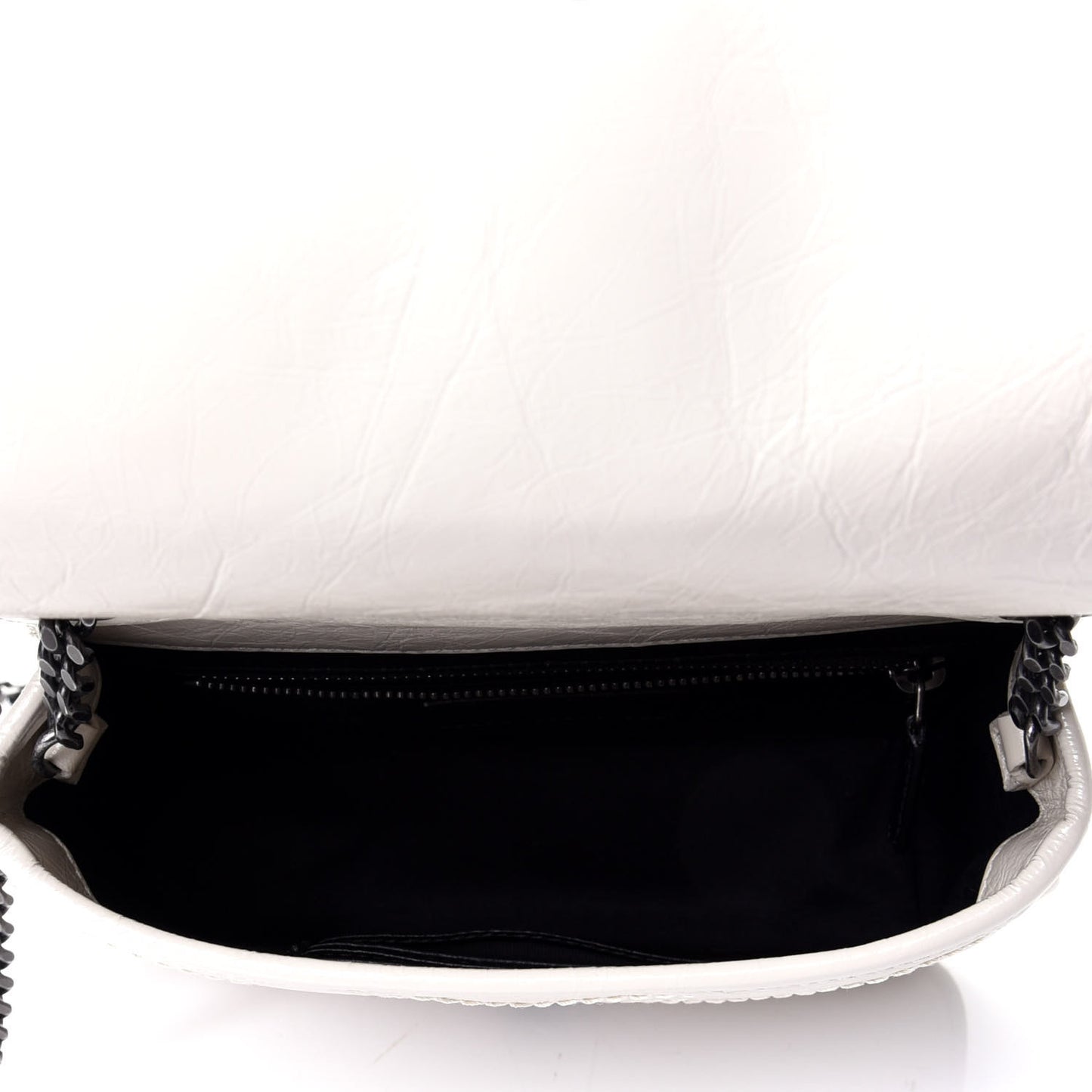 Crinkled Calfskin Matelasse Monogram Niki Chain Wallet Crema Soft