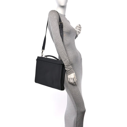 Fendi I Vitello Grace FF 1974 Embossed Large Peekaboo Iconic Fit Satchel Anthracite 2 of 12
