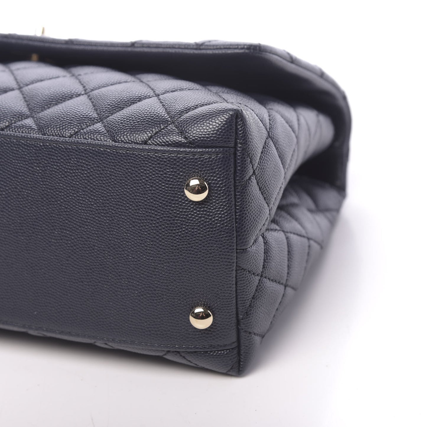 Caviar Quilted Small Coco Handle Flap Navy