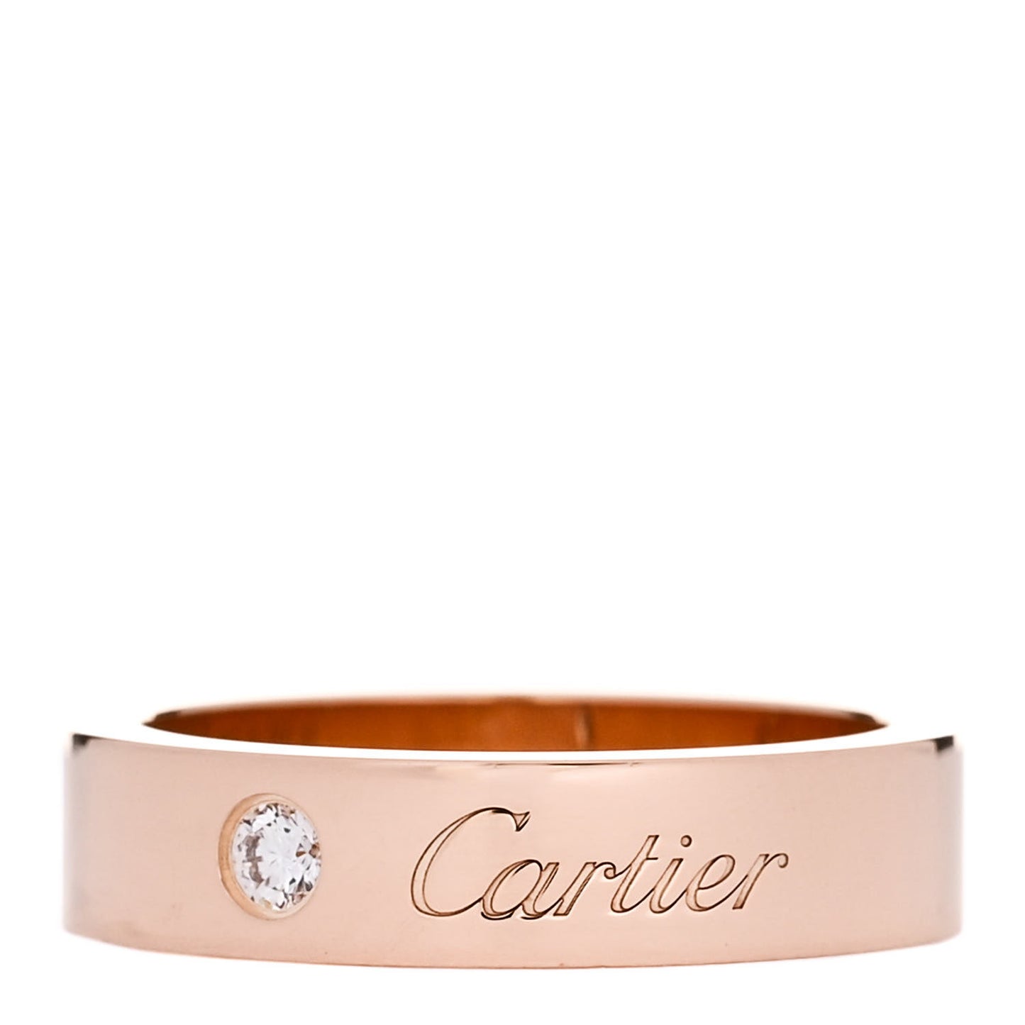 18K Pink Gold Diamond 4mm C De Cartier Wedding Band Ring 46 3.75