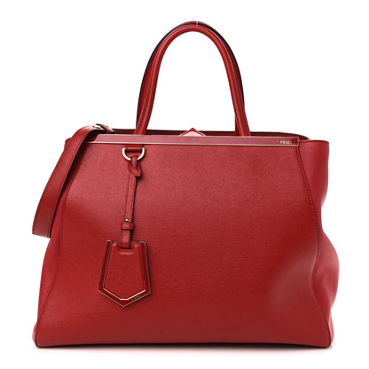 Fendi Vitello Elite Flamingo Regular 2Jours Tote Rosso Fiamma 1 of 14
