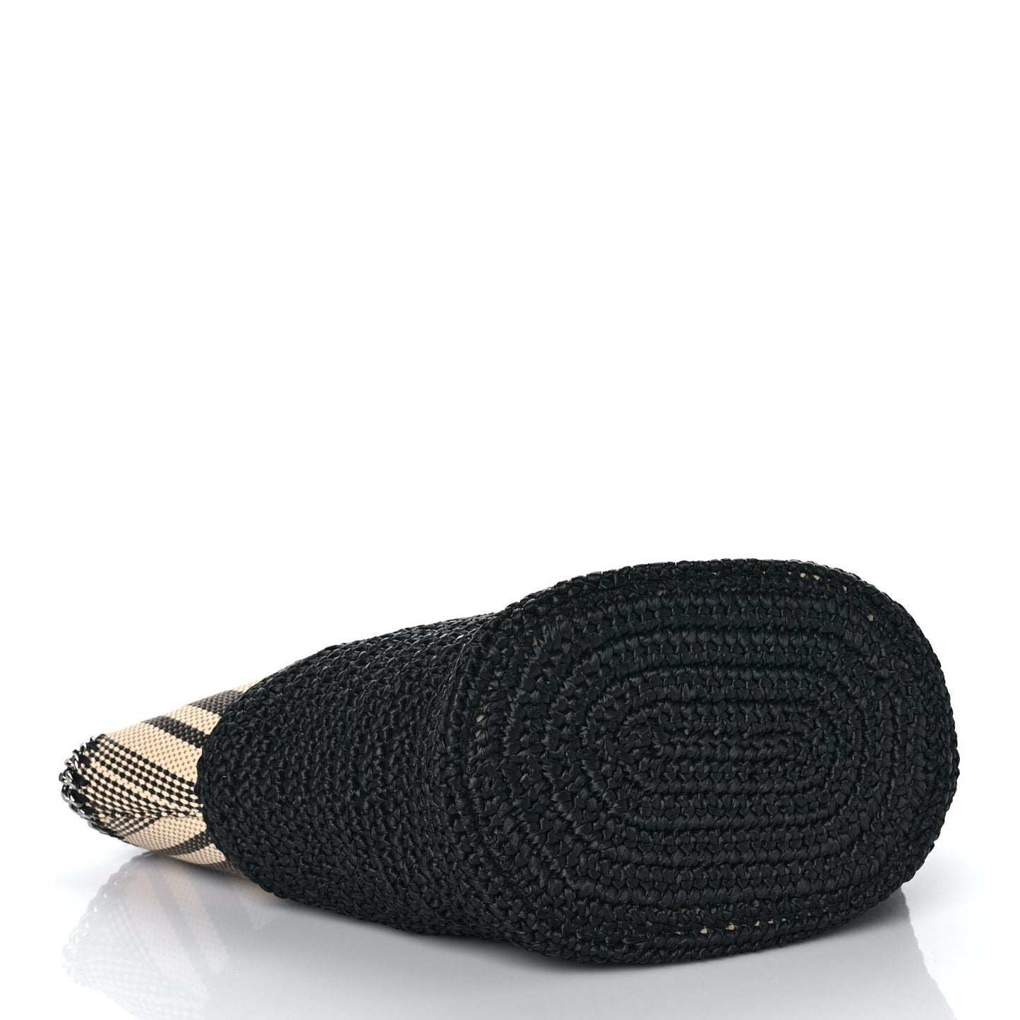 Raffia Large Striped Falabella Tote Bag Black