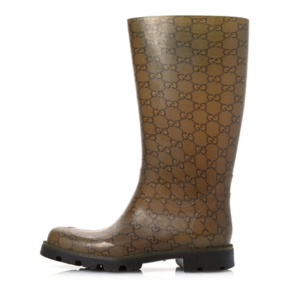 Gucci Rubber Monogram Edinburg Rain Boots 37 Transparent Cocoa 1 of 11