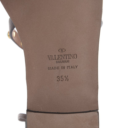 Valentino Garavani Calfskin Rockstud Rolling Cabochon Gladiator Flat Sandals 35.5 Cacao 6 of 7