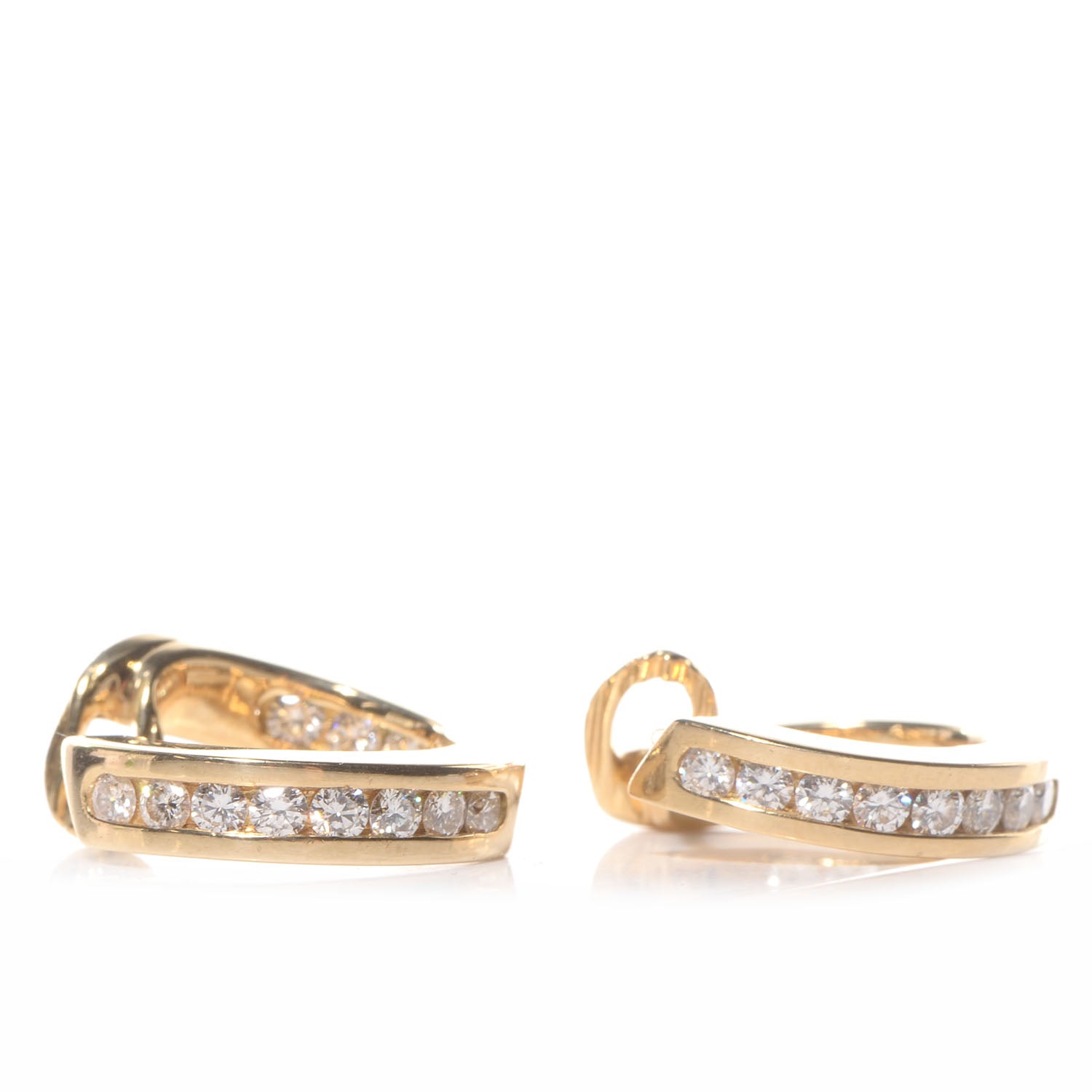 Tiffany 18k Yellow Gold Diamond Small Hoop Earrings 4 of 8