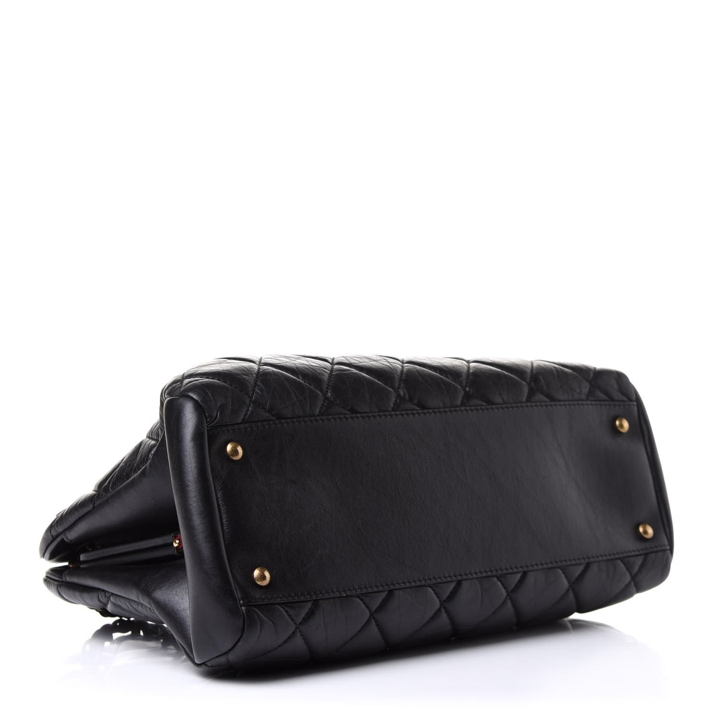 Aged Calfskin Large Just Mademoiselle Bowling Bag Black