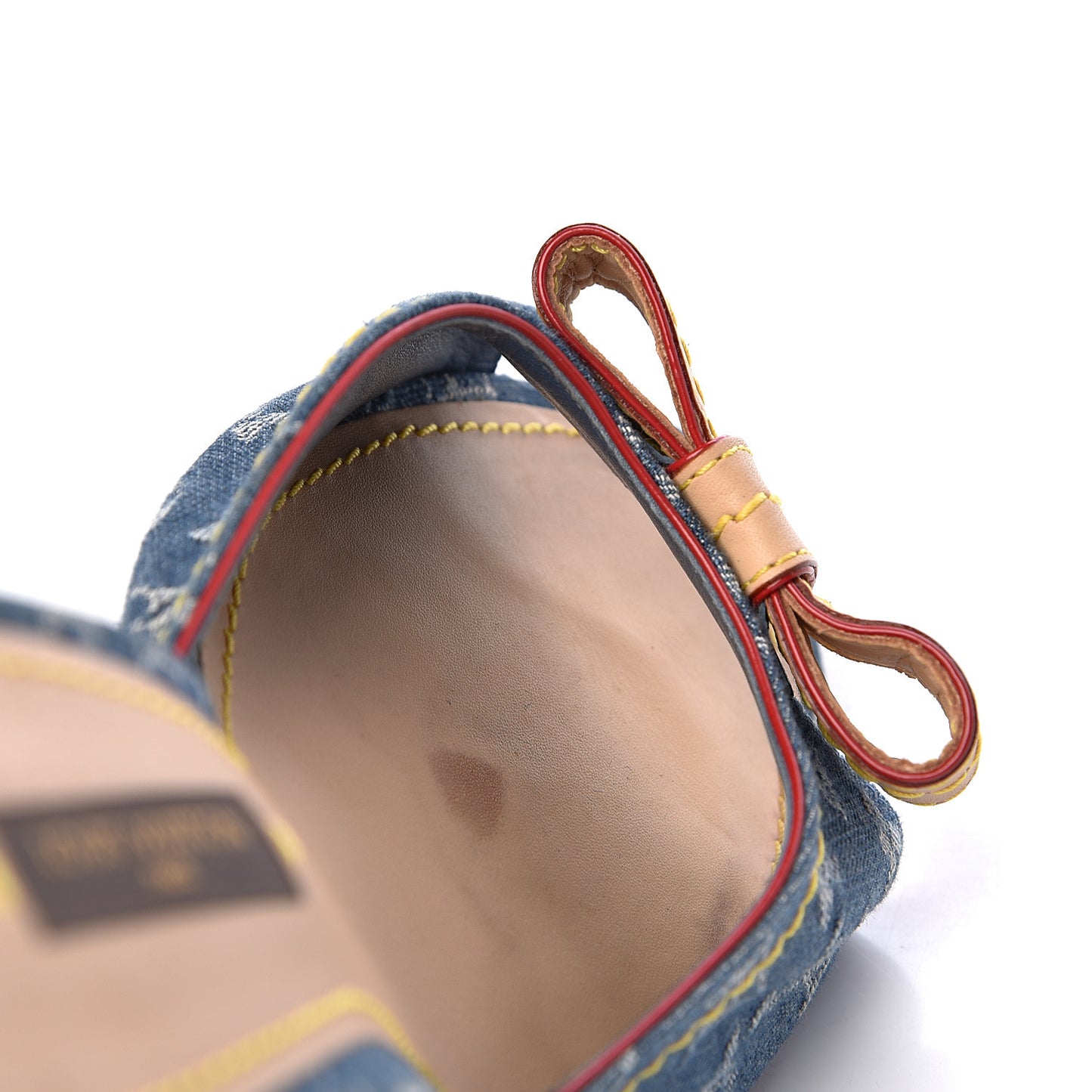 Denim Monogram Bow Mules Peep Toe Heels 38