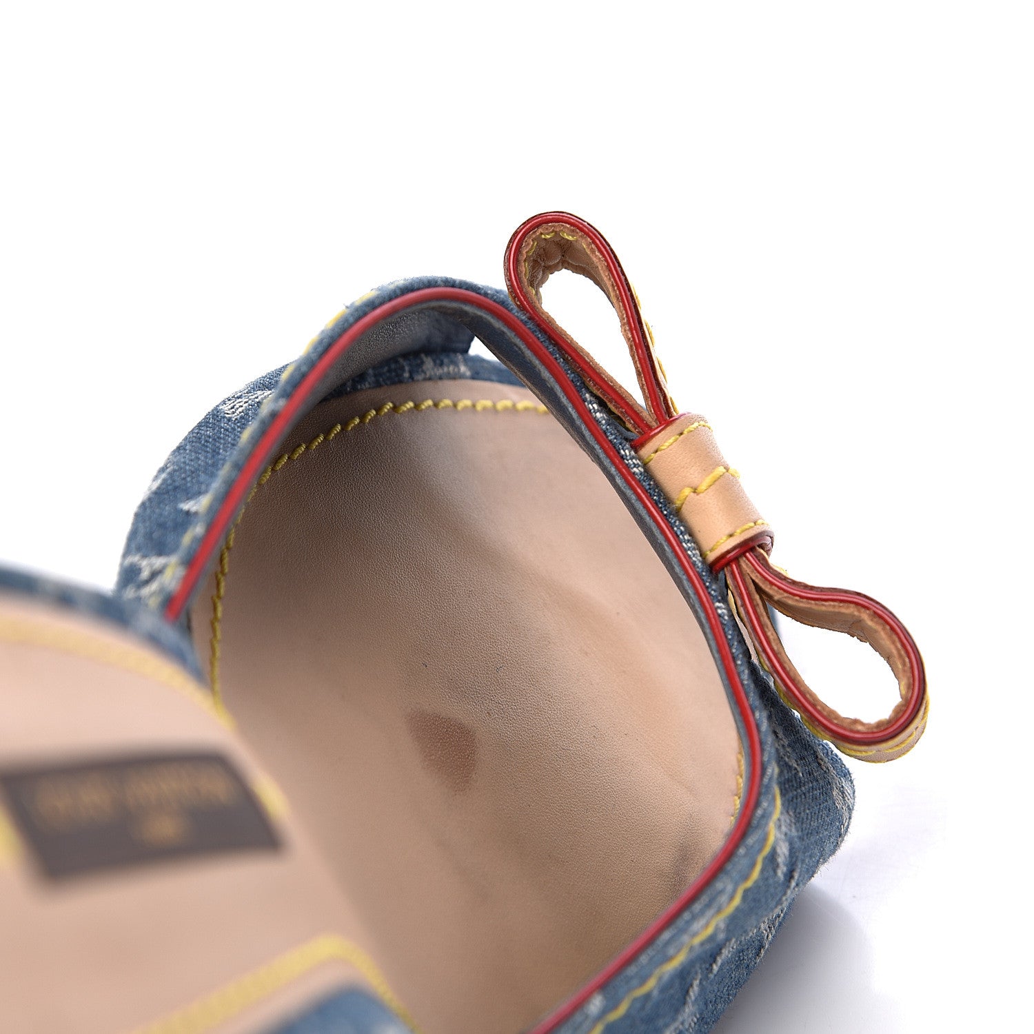 Louis Vuitton Denim Monogram Bow Mules Peep Toe Heels 38 9 of 12