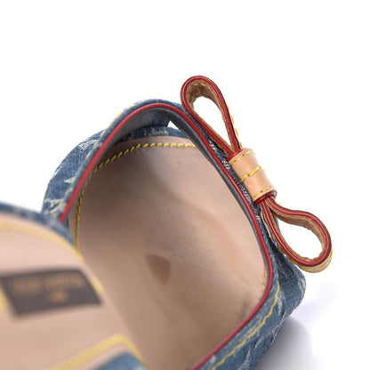 Louis Vuitton Denim Monogram Bow Mules Peep Toe Heels 38 9 of 12