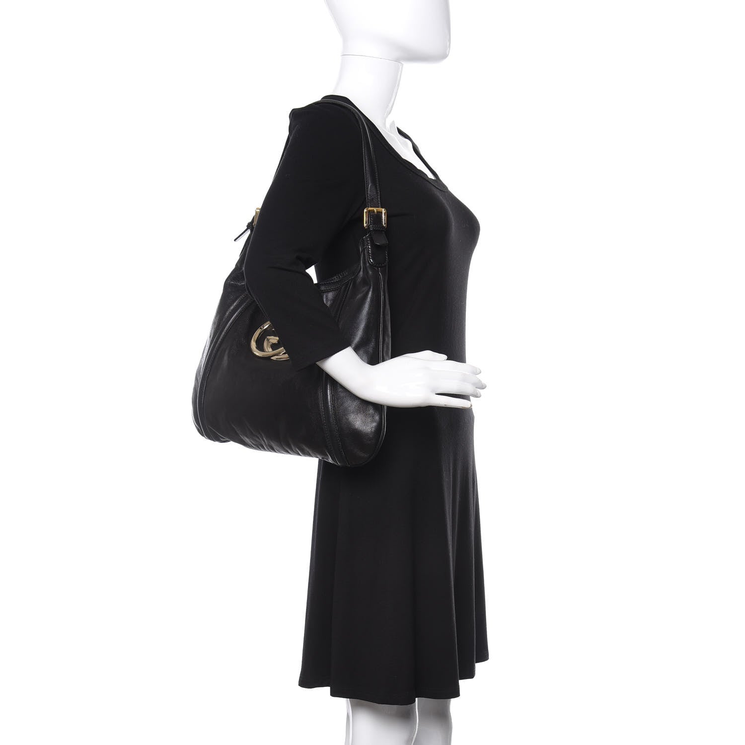 Gucci Calfskin Medium Britt Hobo Black 2 of 14