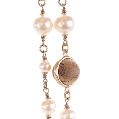 Chanel Pearl Enamel Silk CC Long Necklace Pink Gold 4 of 6