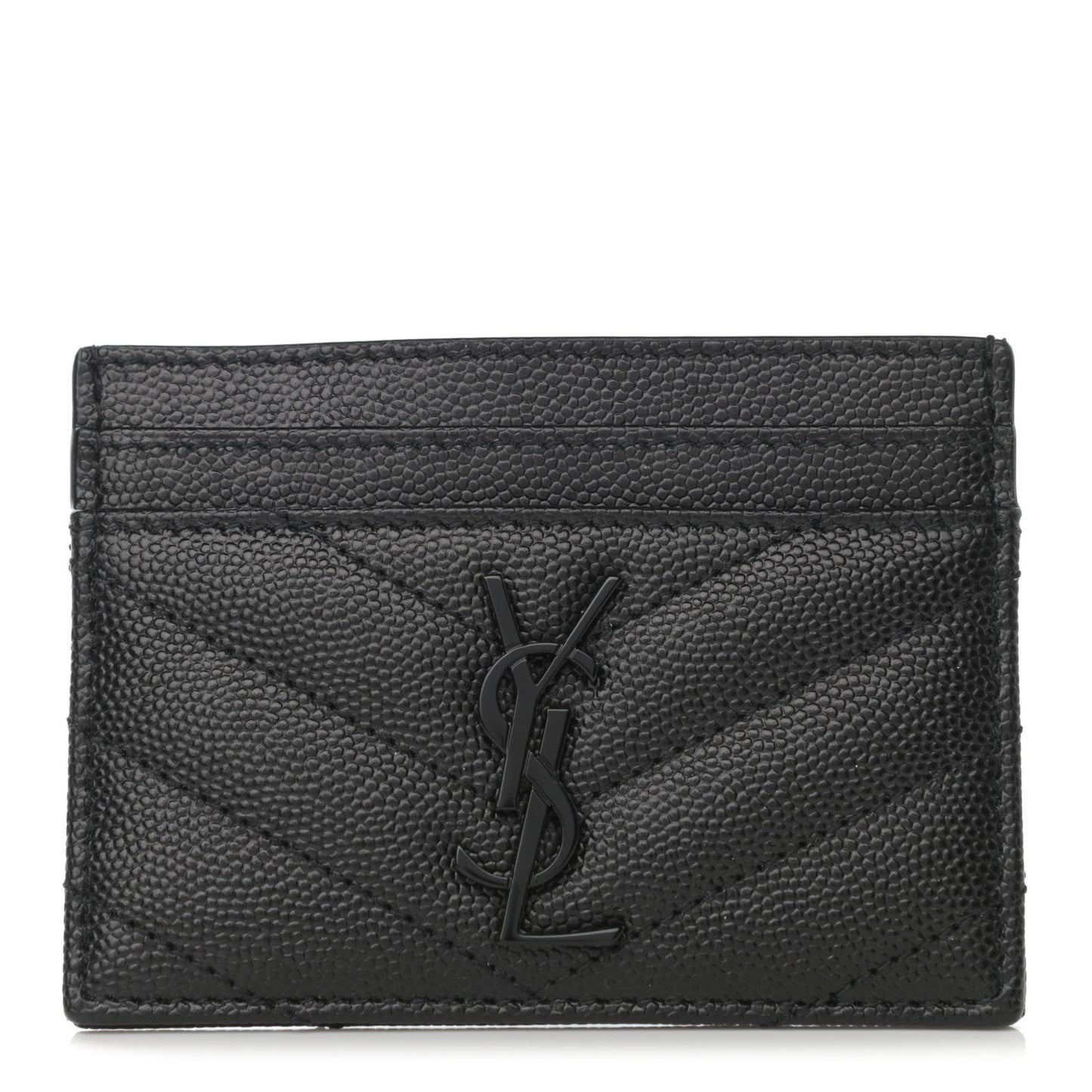Grain De Poudre Matelasse Chevron Monogram Credit Card Case Black