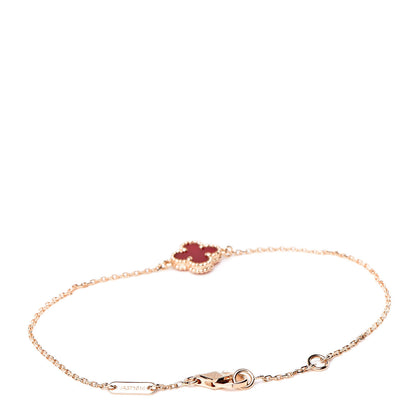 Van Cleef & Arpels 18K Rose Gold Carnelian Sweet Alhambra Bracelet 3 of 7