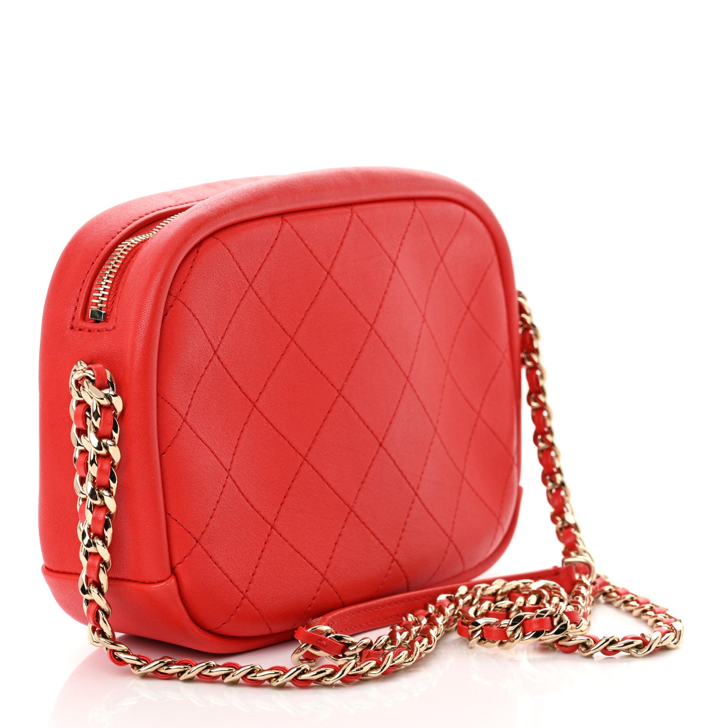 Chanel Goatskin Quilted Large Casual Trip Camera Case Bag Red 3 of 12