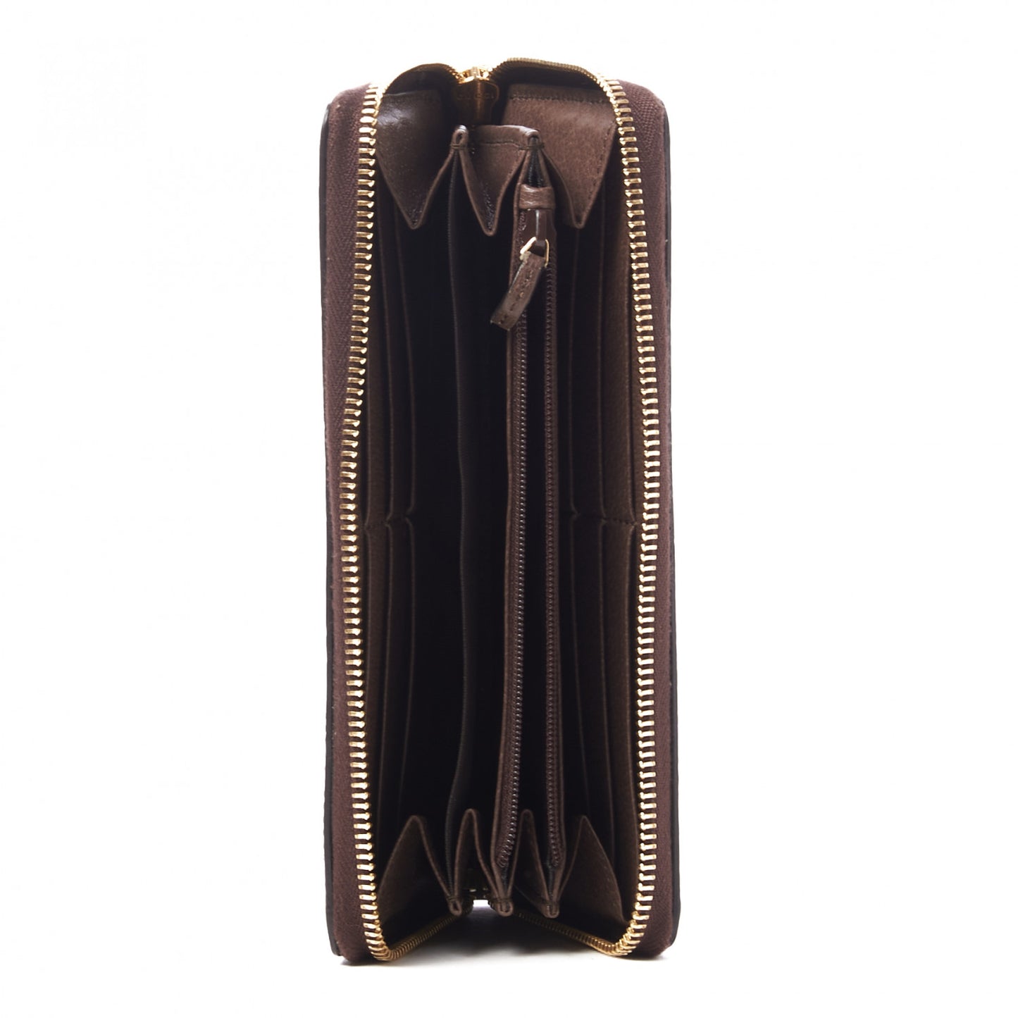 GG Supreme Monogram Web Ophidia Zip Around Wallet Brown